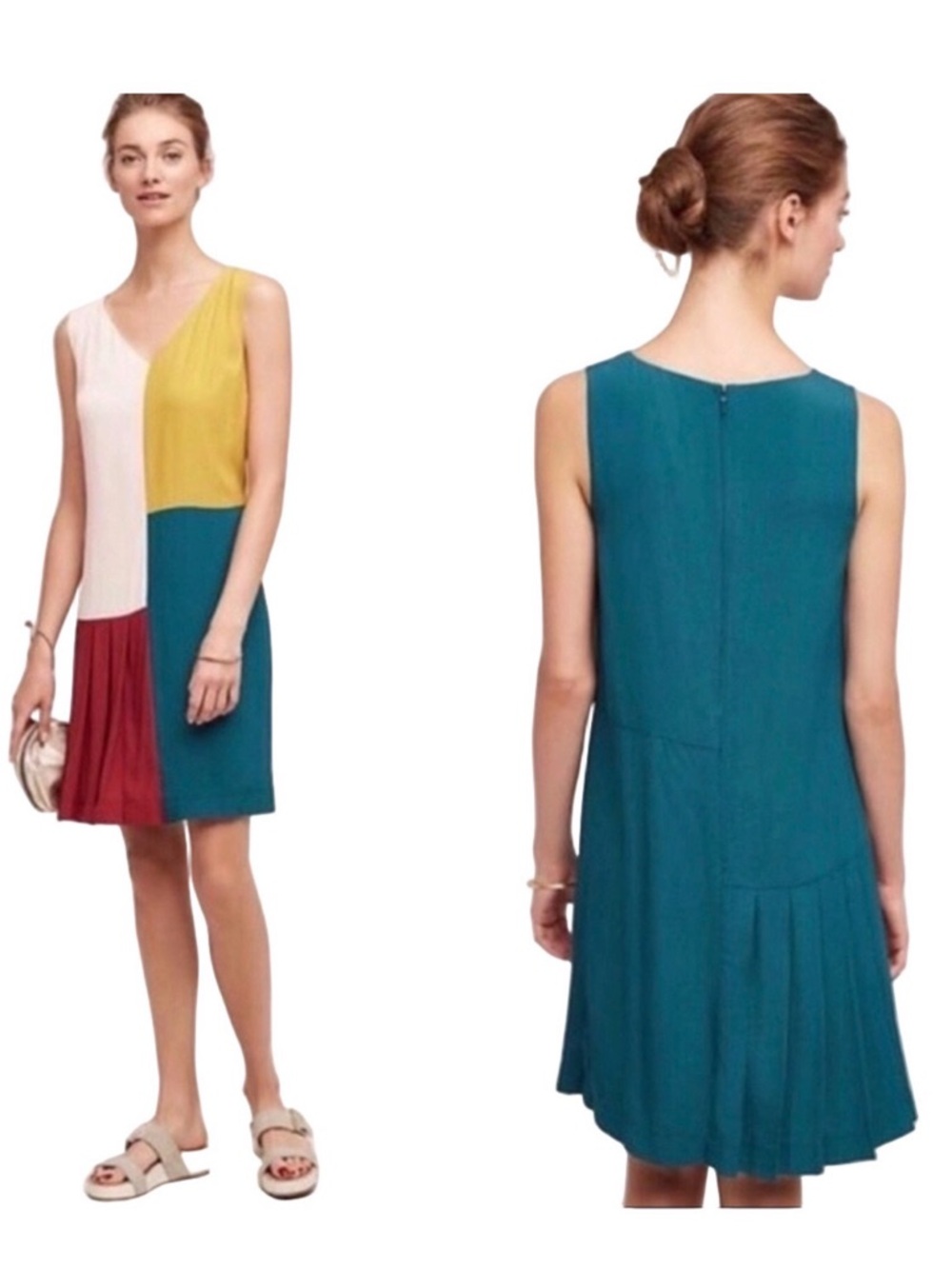 Anthropologie HD in Paris Jules Color Block V-Neck Mini Dress 4P